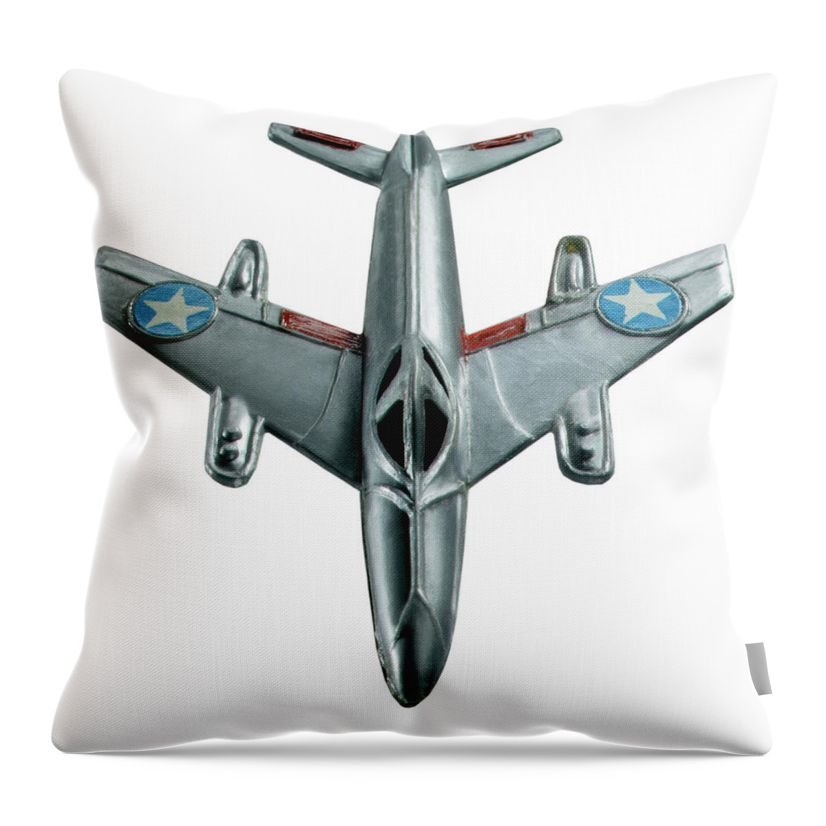 Air Force Throw Pillow featuring the drawing Silver Jet Airplane by CSA Images