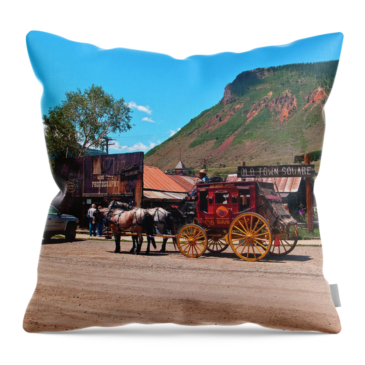Estock Throw Pillow featuring the digital art Silverton Colorado by Tola