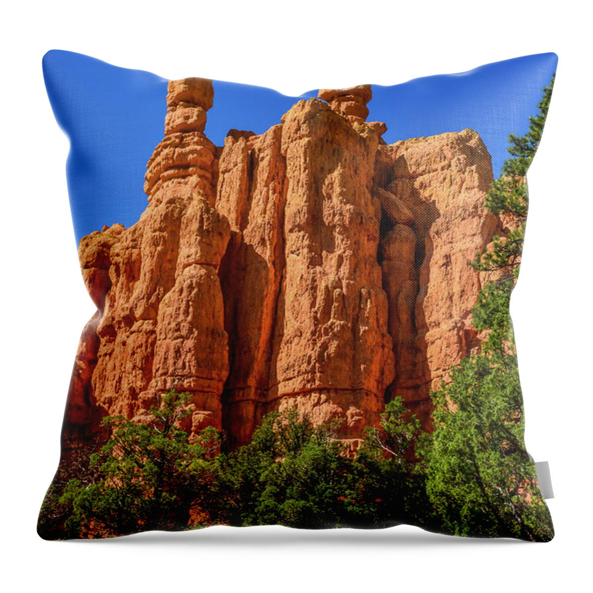 Hoodoo Throw Pillow featuring the photograph Skies this Blue and Rocks This Red by Douglas Wielfaert
