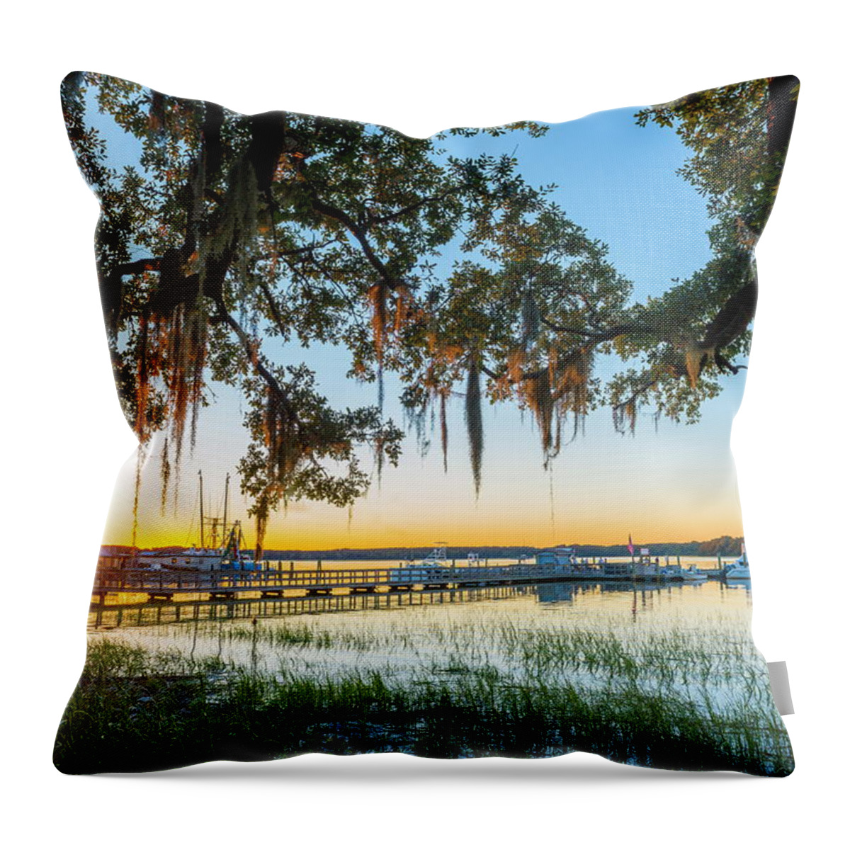 Estock Throw Pillow featuring the digital art Skull Creek, Hilton Head, South Carolina by Werner Bertsch