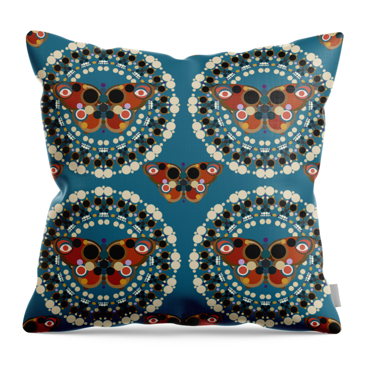 Surreal Throw Pillow featuring the mixed media Skulls Flowers Butterflies by BFA Prints