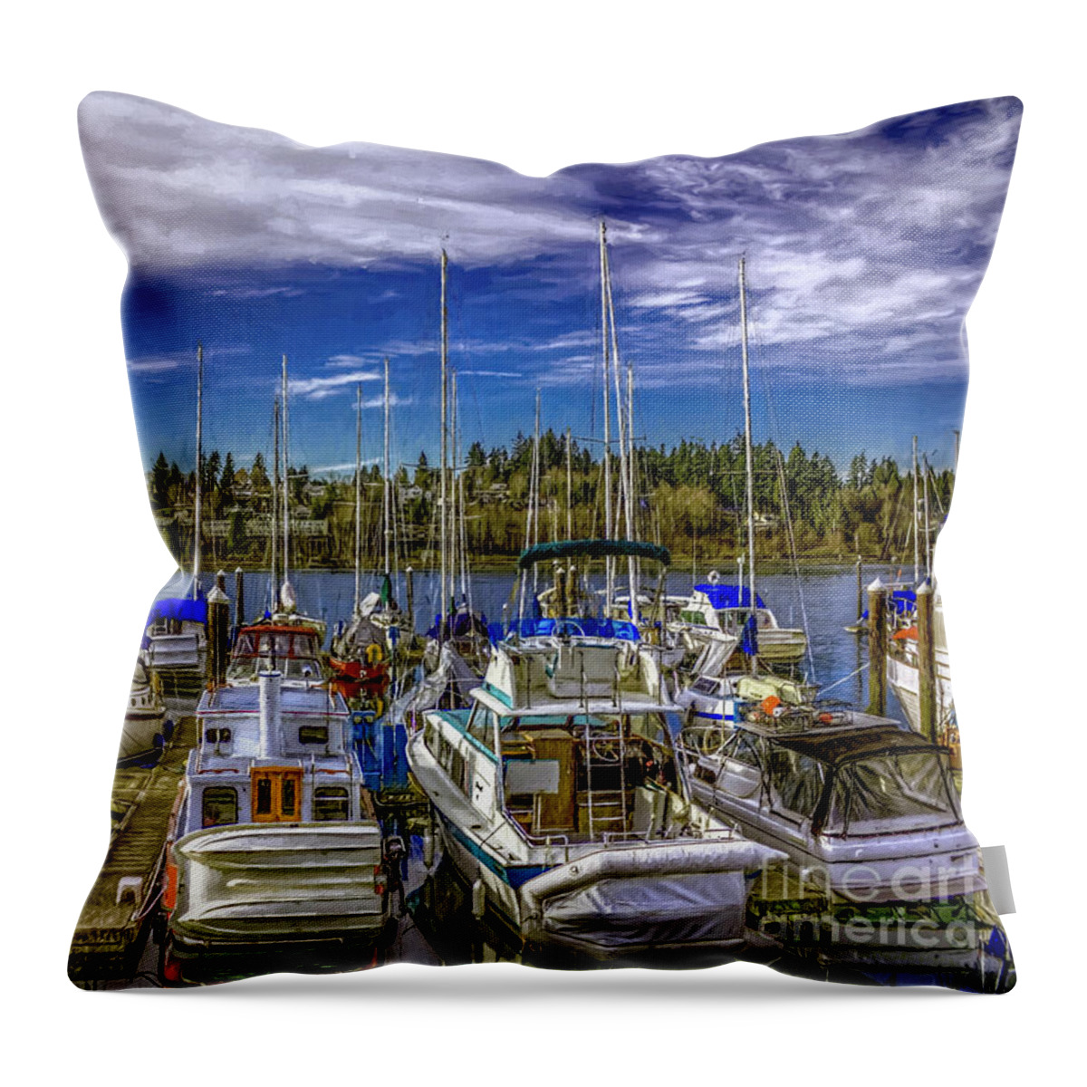 Sailboats Throw Pillow featuring the digital art Sky Embrace by Jean OKeeffe Macro Abundance Art