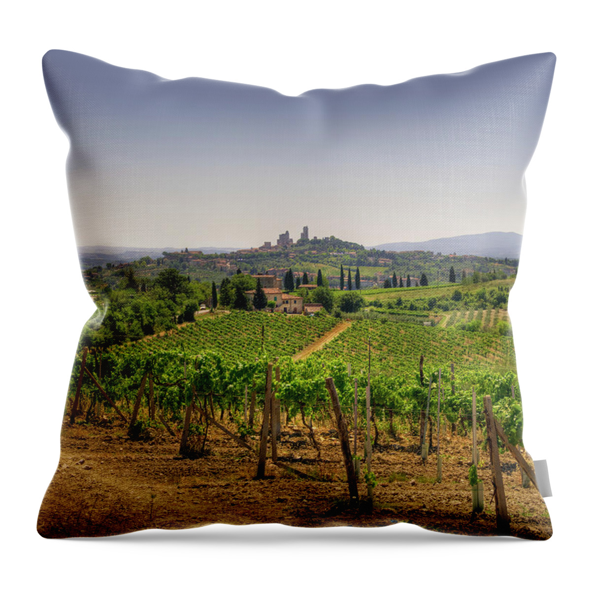 Clear Sky Throw Pillow featuring the photograph Skyline Of San Gimignano by Tjarko Evenboer / The Netherlands