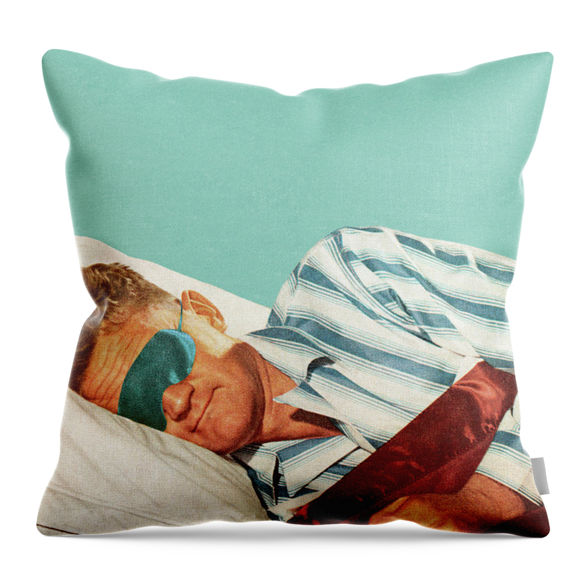 Adult Throw Pillow featuring the drawing Sleeping Man Wearing Eye Mask by CSA Images