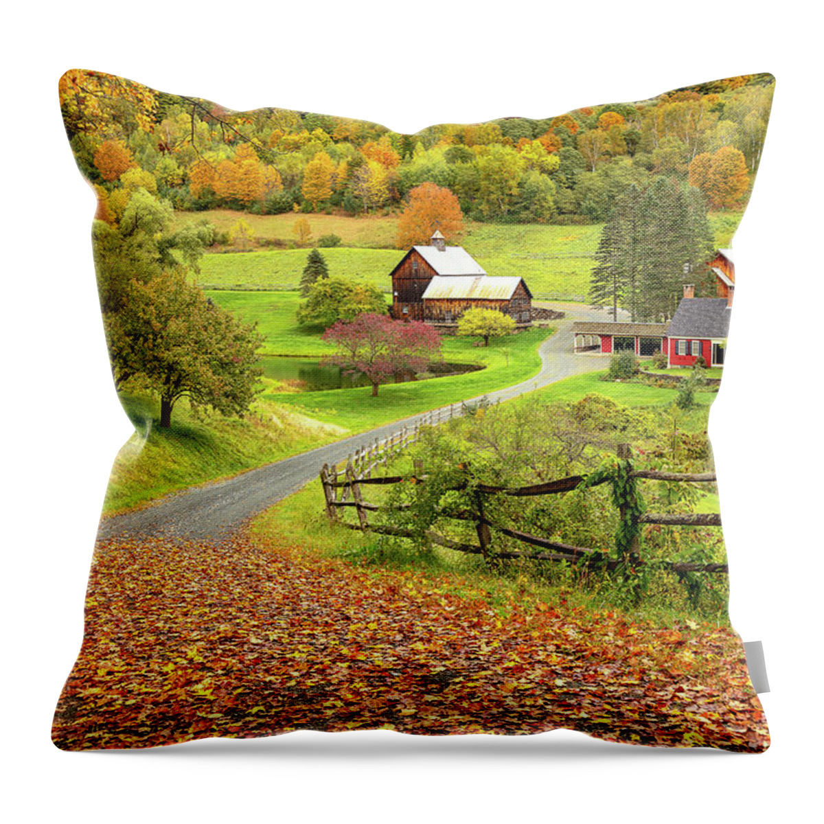 Farm Throw Pillow featuring the photograph Sleepy Hollow Farm in Autumn by Rod Best