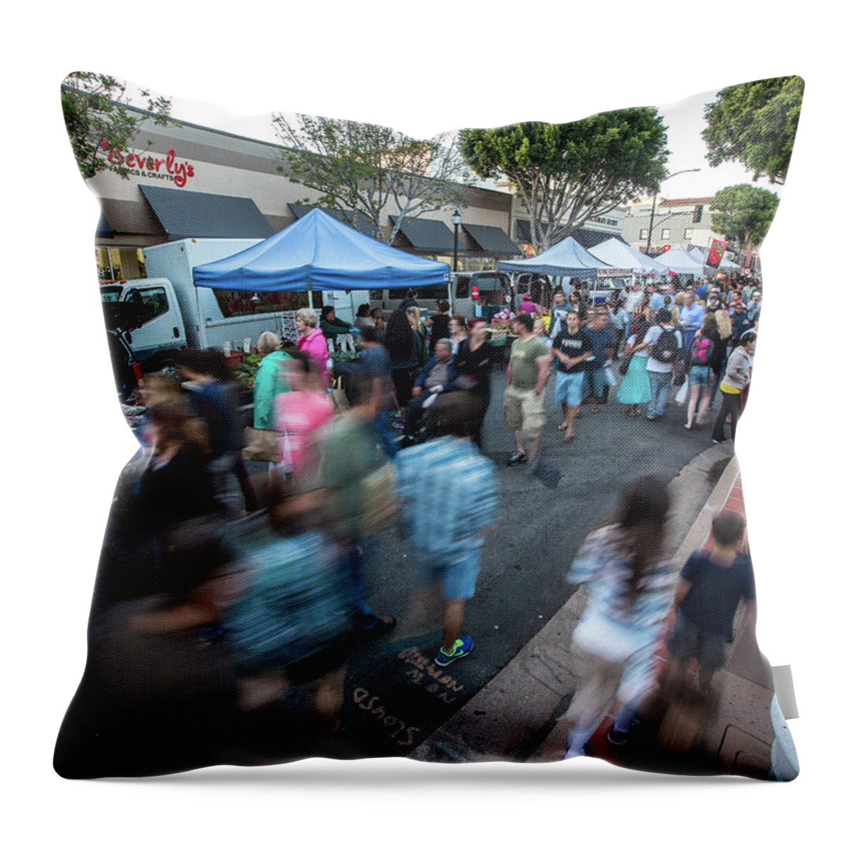 Slo Throw Pillow featuring the photograph S L O  Farmers Market by Mike Long