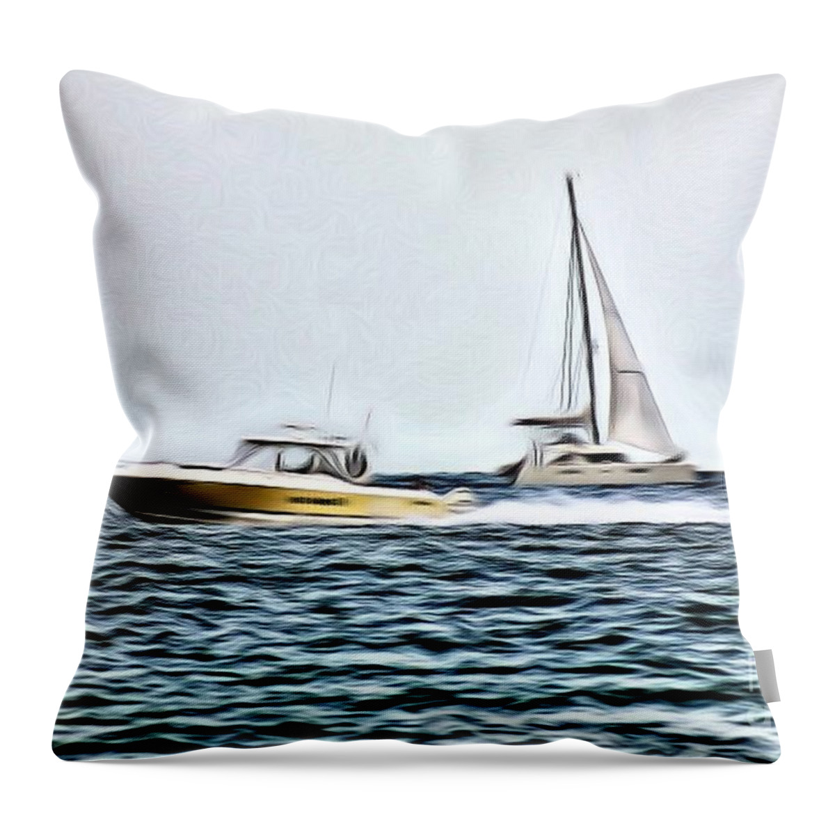 Boats Throw Pillow featuring the photograph Slow or Fast by Mesa Teresita