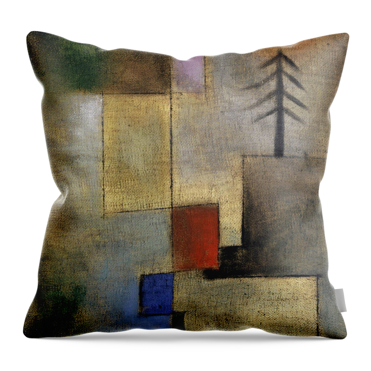 Paul Klee Throw Pillow featuring the painting Small Picture of Fir Trees, 1922 by Paul Klee