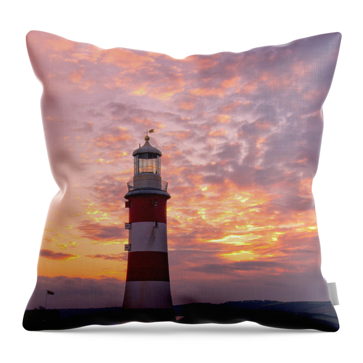 Tranquility Throw Pillow featuring the photograph Smeatons Tower Winter Sunrise by Alan Lomax Photography.