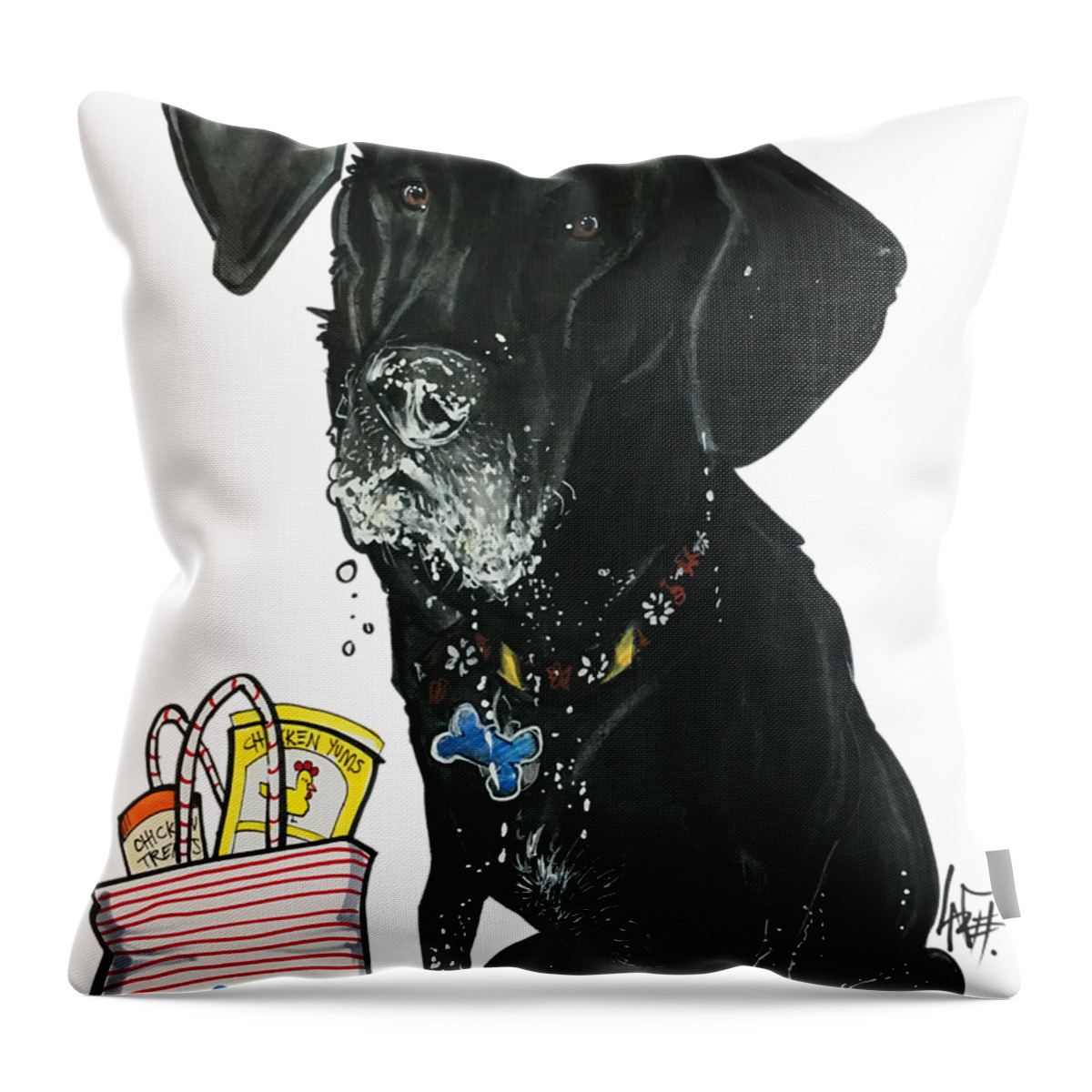 Smiley-dixon 4794 Throw Pillow featuring the drawing Smiley-Dixon 4794 by John LaFree