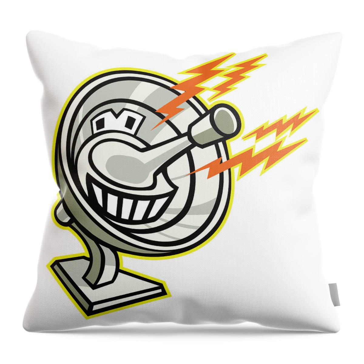 Antenna Throw Pillow featuring the drawing Smiling Satellite Dish by CSA Images