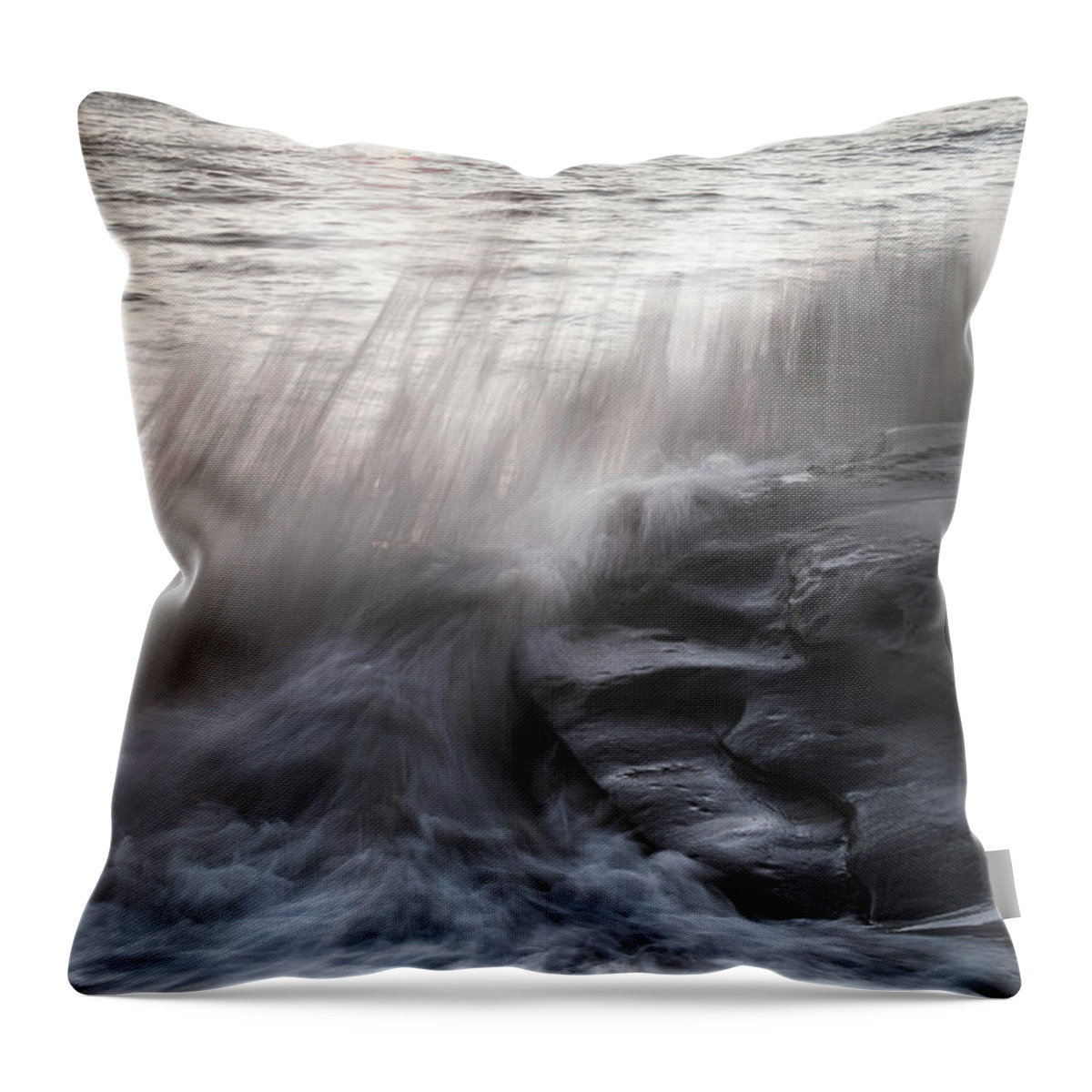 Beach Throw Pillow featuring the photograph Smoky Waters by Aaron Burrows