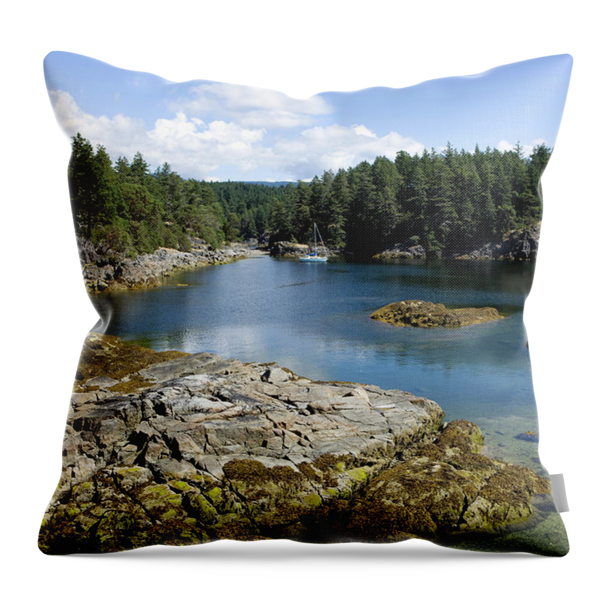 Water's Edge Throw Pillow featuring the photograph Smuggler Cove Marine Provincial Park by Laughingmango