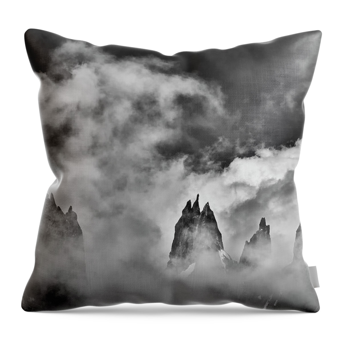 Courmayeur Throw Pillow featuring the photograph Sneaking Thru the Clouded Alps II by Jon Glaser