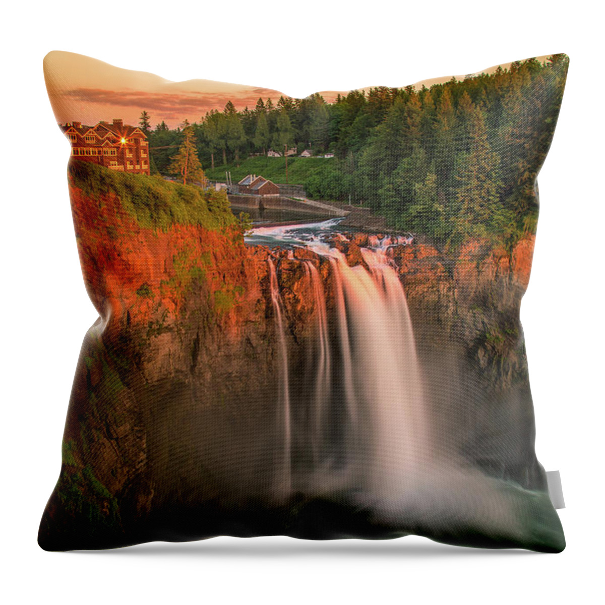 Washington Throw Pillow featuring the photograph Snoqualmie Falls by Judi Kubes