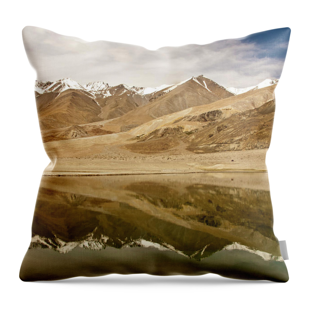 Scenics Throw Pillow featuring the photograph Snow-capped Mountain Reflection by Www.victoriawlaka.com