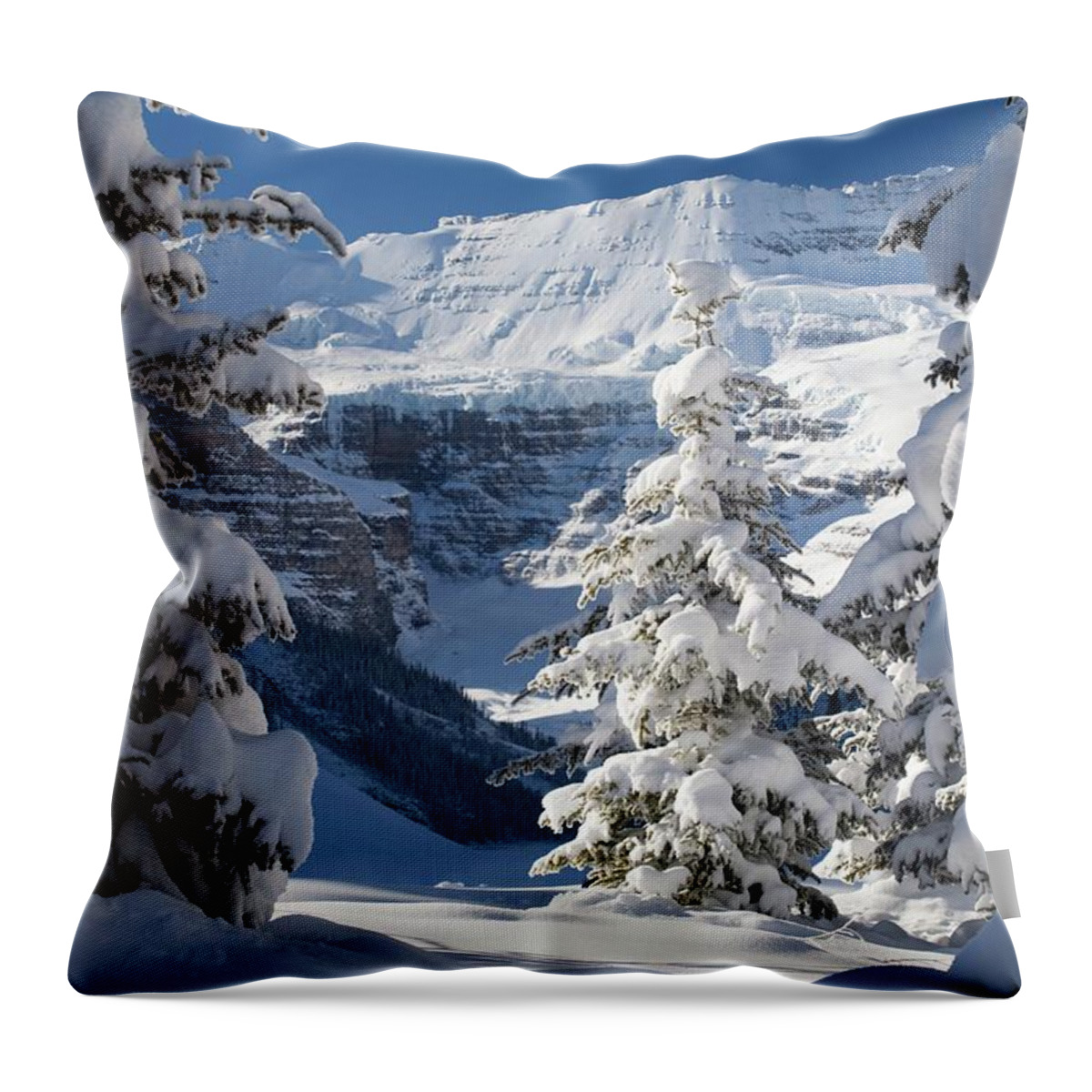 Scenics Throw Pillow featuring the photograph Snow Covered Mountain Framed By Snow by Design Pics / Michael Interisano