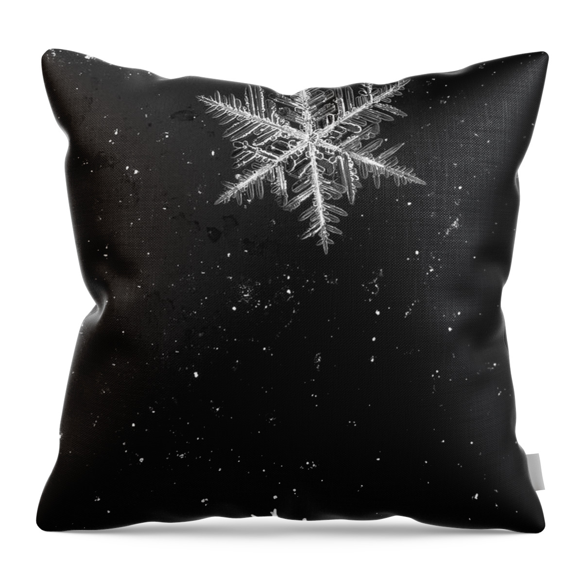 Snow Throw Pillow featuring the photograph Snow Flakes 5 bw by Roger Snyder