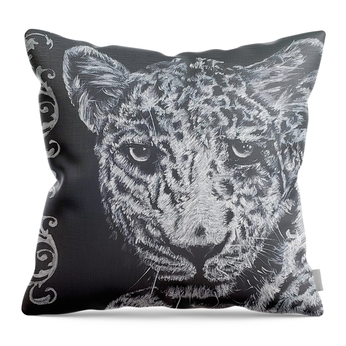 Snow Leopard Throw Pillow featuring the painting Snow Leopard by Michelle Stevens