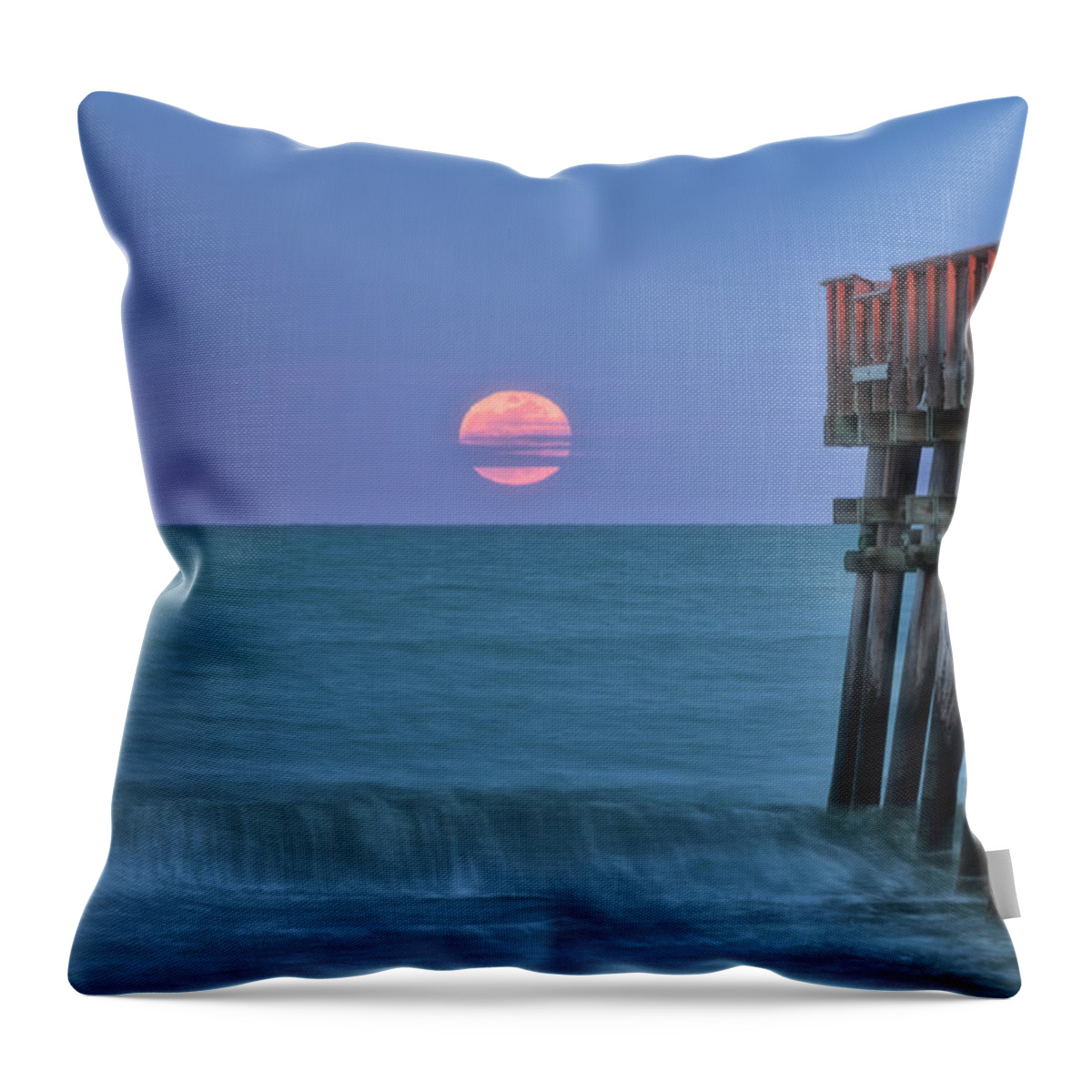 Snow Moon Throw Pillow featuring the photograph Snow Moon by Russell Pugh