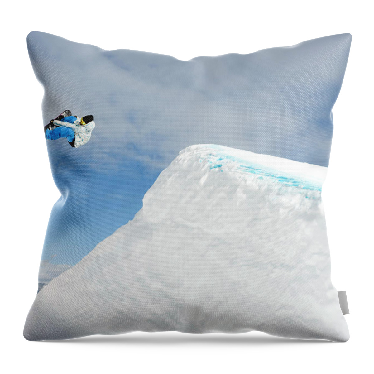 Aspen Throw Pillow featuring the photograph Snowboarder In Terrain Park by John P Kelly