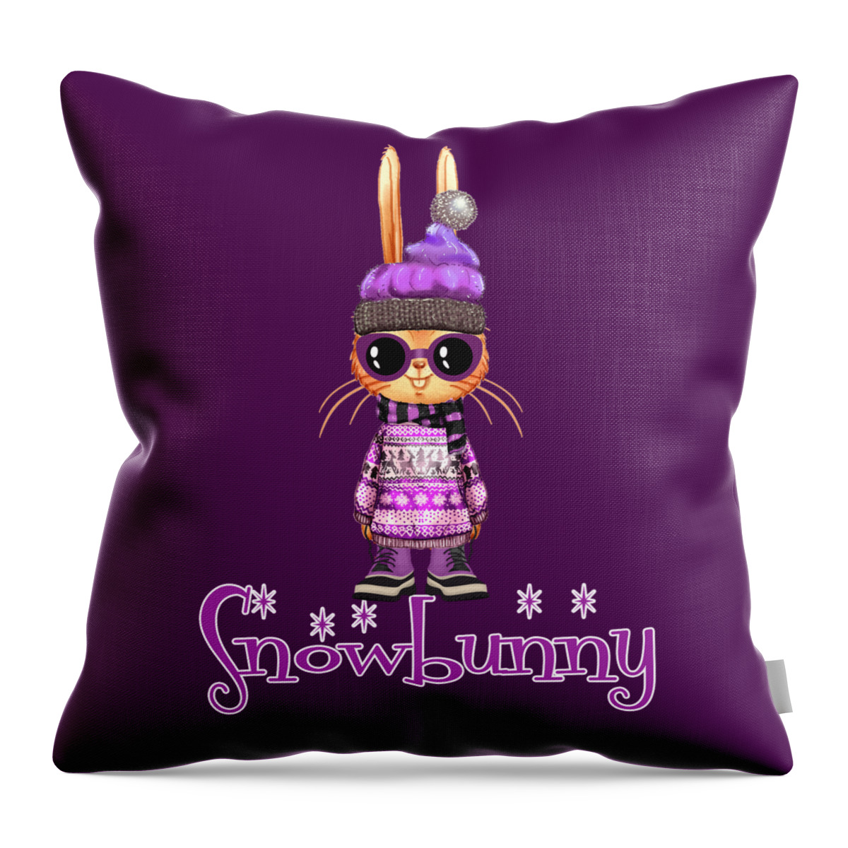 Bunny Throw Pillow featuring the photograph Snowbunny in Ultra Violet by Doreen Erhardt