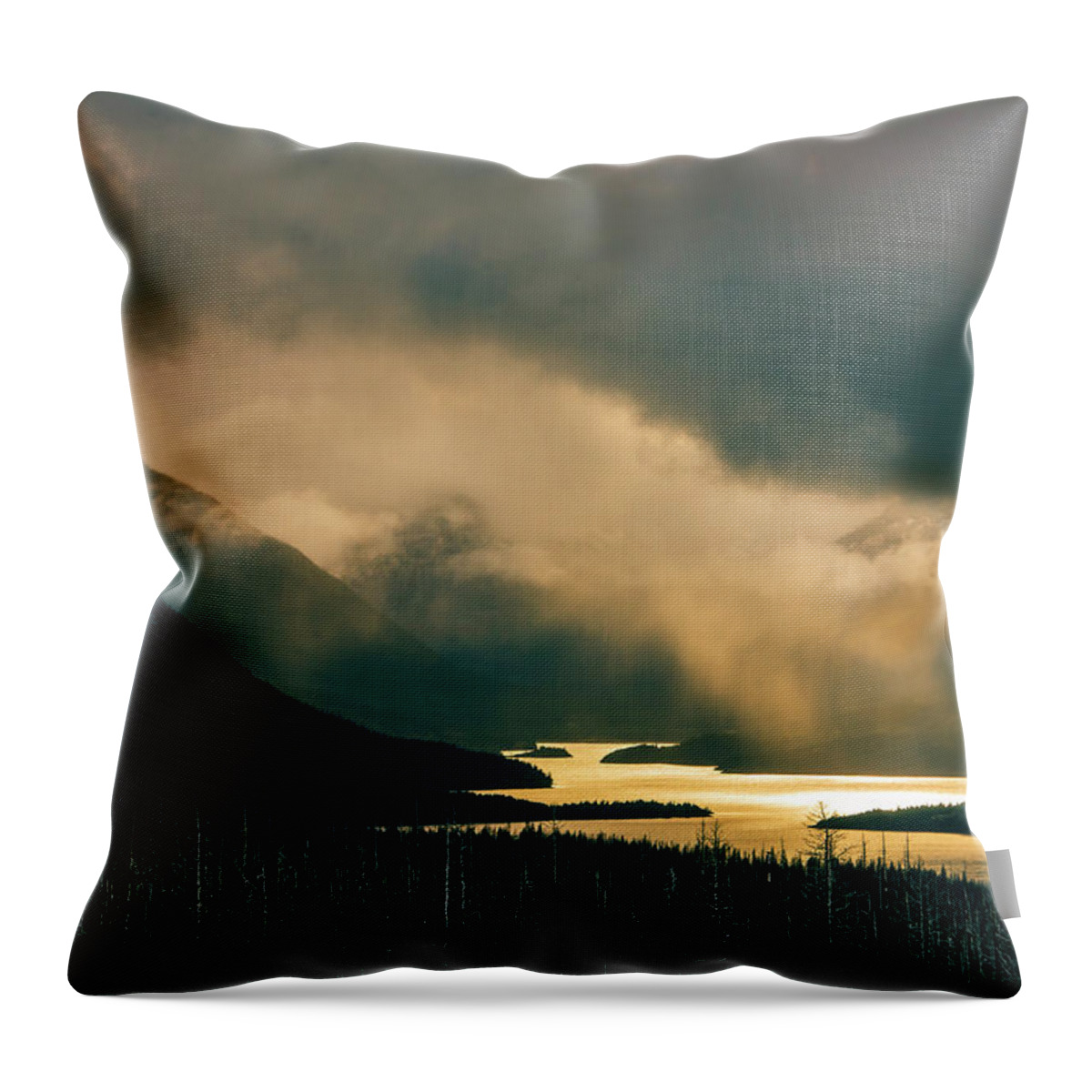 Glacier National Park Throw Pillow featuring the photograph Snowstorm, St. Mary's Lake by Todd Bannor