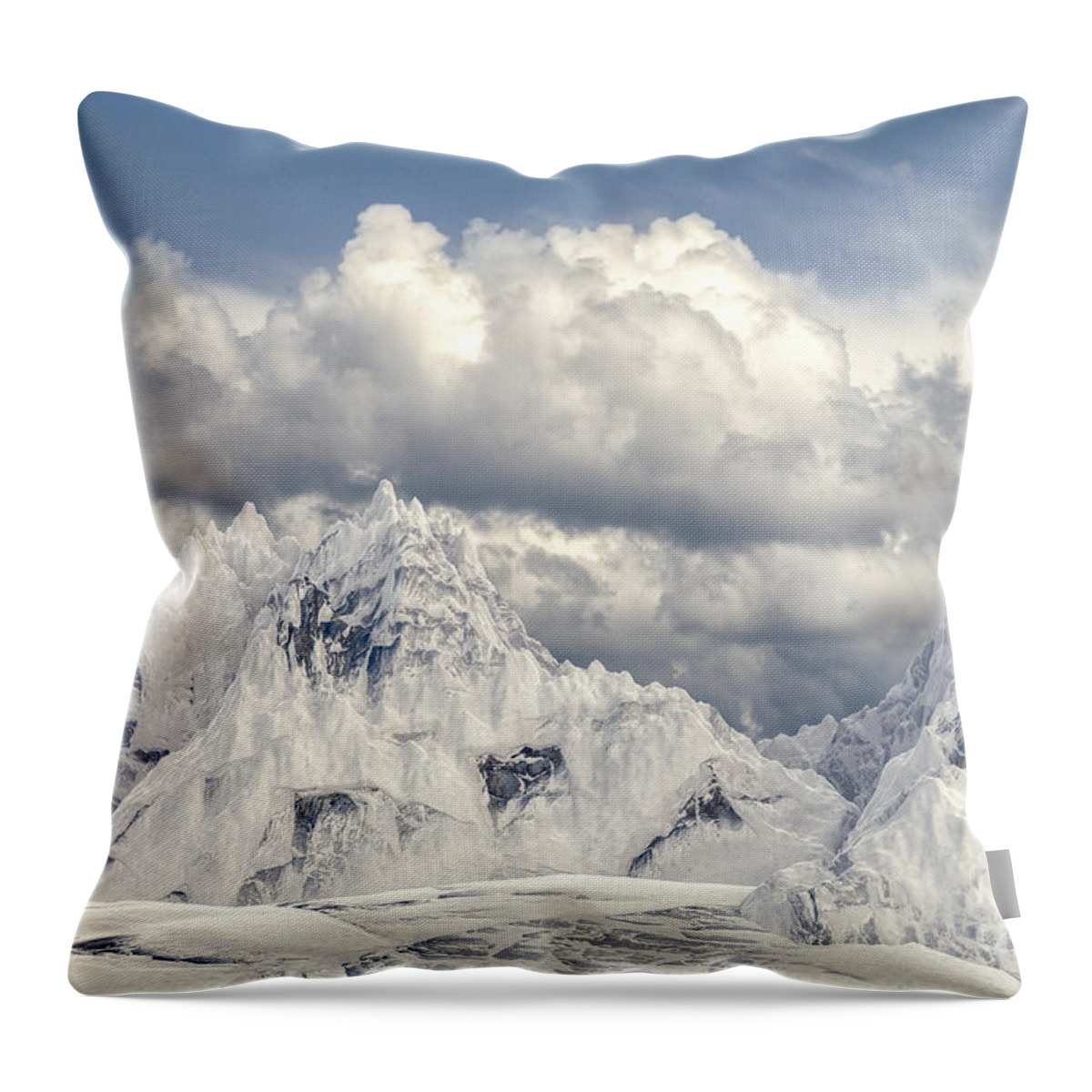 Clayton Throw Pillow featuring the digital art Snowy mountain 002 by Clayton Bastiani