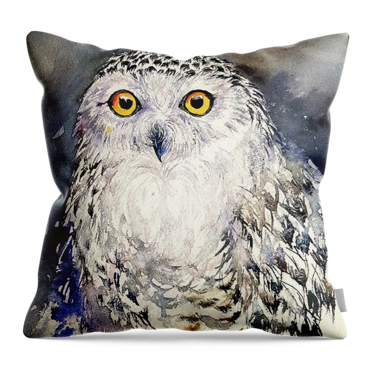 Owl Throw Pillow featuring the painting Snowy Owl by Arti Chauhan