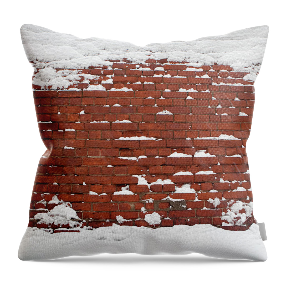 Architectural Feature Throw Pillow featuring the photograph Snowy Wall by Belterz