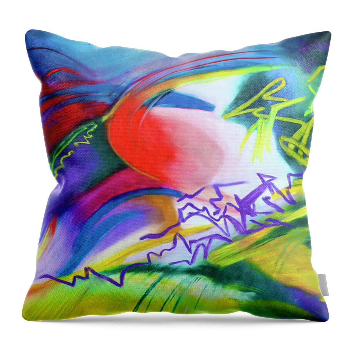  Throw Pillow featuring the painting So glad to Be Here by Polly Castor