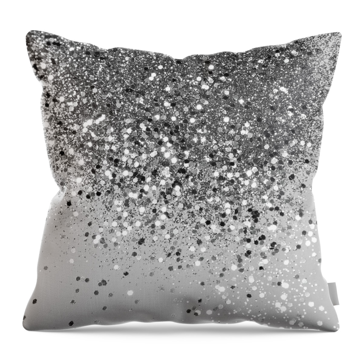 Faux-glitter Throw Pillow featuring the photograph Soft Silver Gray Glitter #1 Faux Glitter Photography #shiny #decor #art by Anitas and Bellas Art