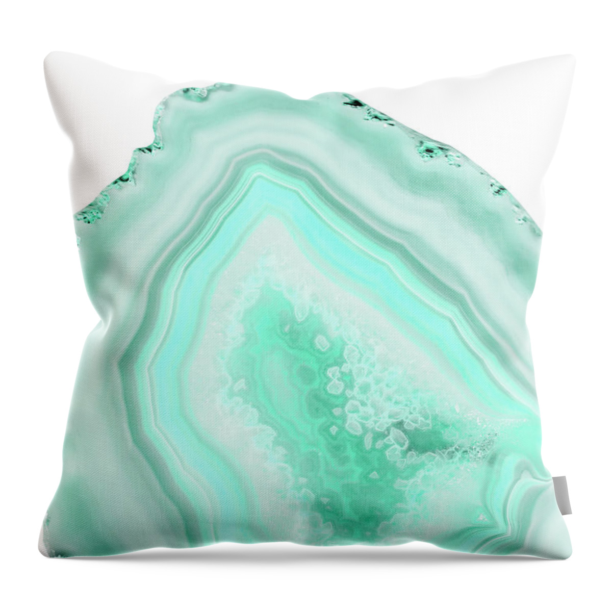 Photography Throw Pillow featuring the photograph Soft Turquoise Agate Dream #1 #gem #decor #art by Anita Bella Jantz