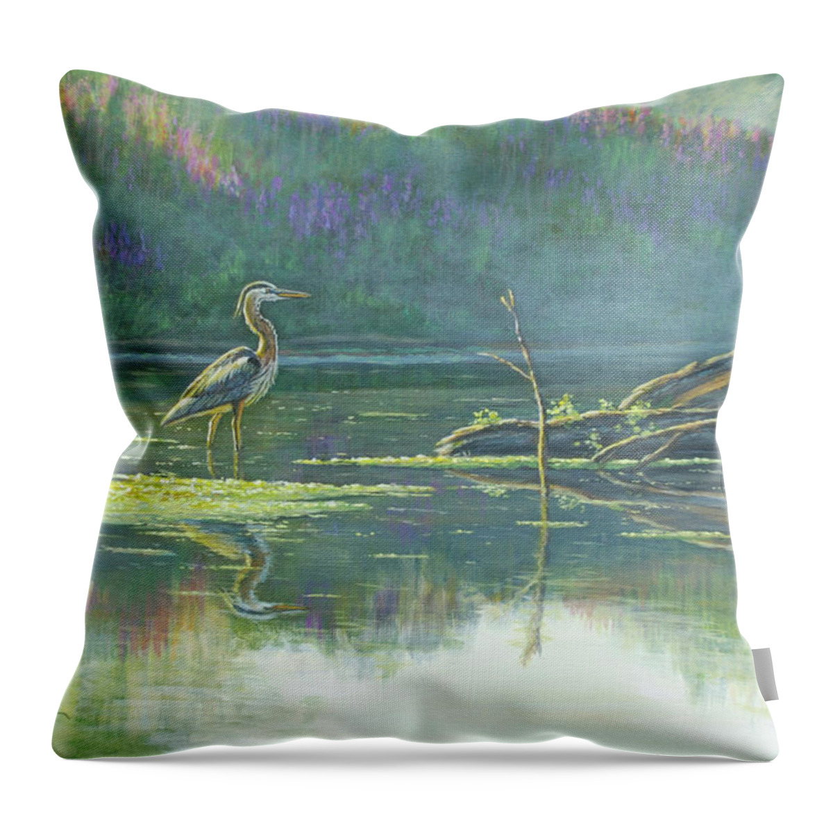 Wildlife Throw Pillow featuring the painting Solitary Hunter by Bruce Dumas
