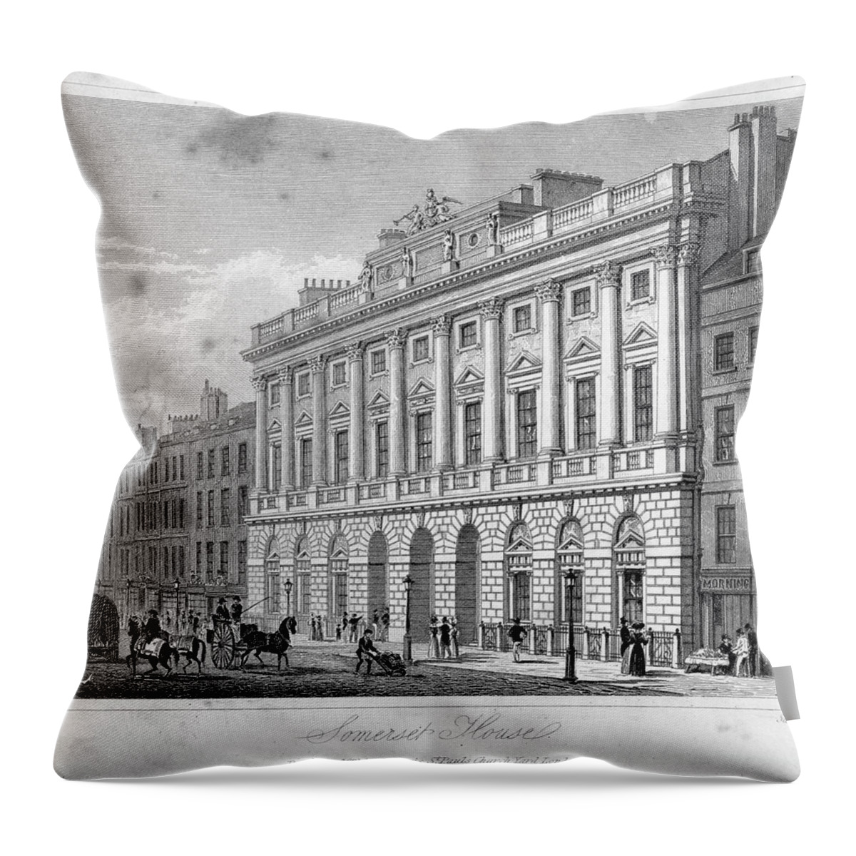 The Strand Throw Pillow featuring the digital art Somerset House by Duncan1890