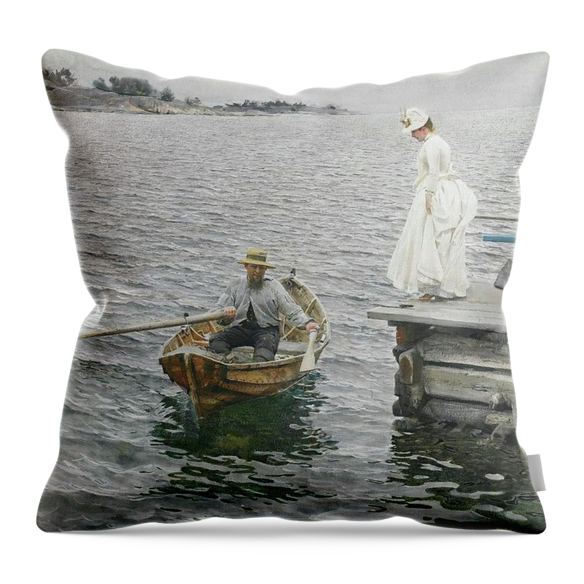 Anders Zorn Throw Pillow featuring the painting Sommarnoje by Anders Zorn
