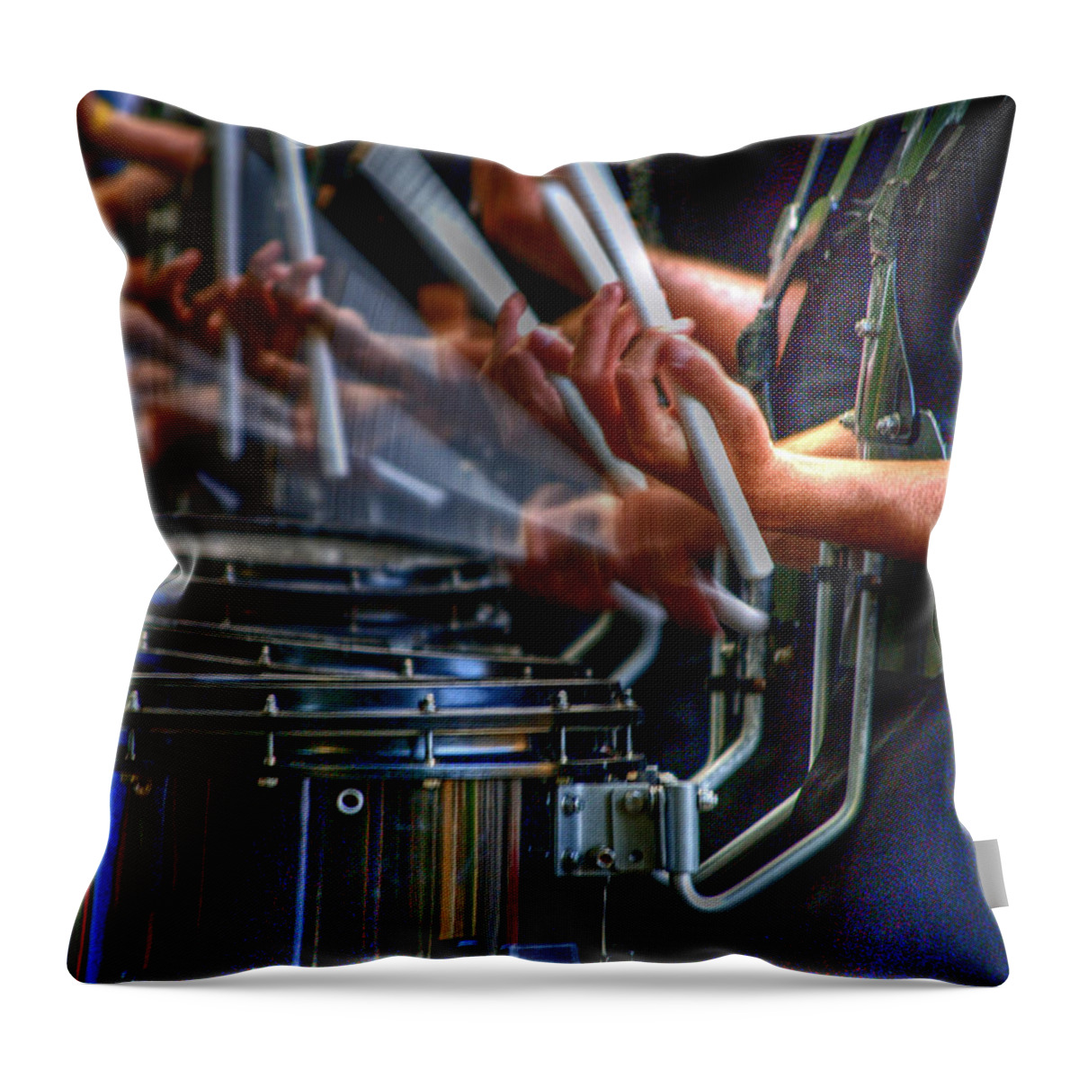 People Throw Pillow featuring the photograph Sound Of Drummer by Copyright © Steve Grundy (stgrundy)