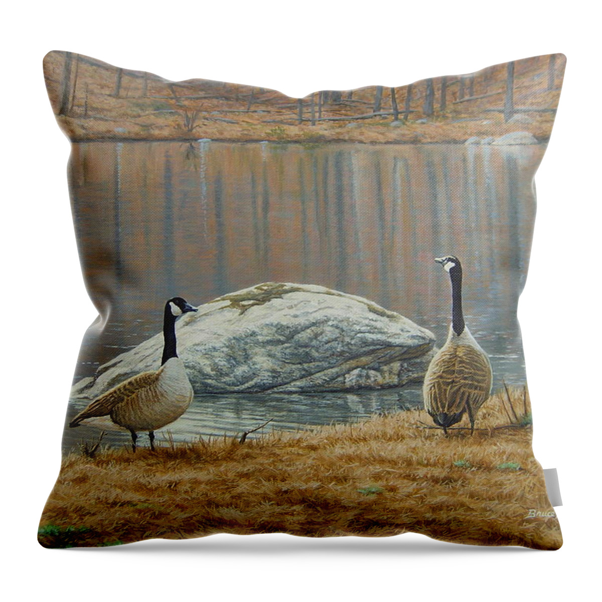 Wildlife Throw Pillow featuring the painting South Carolina Geese by Bruce Dumas
