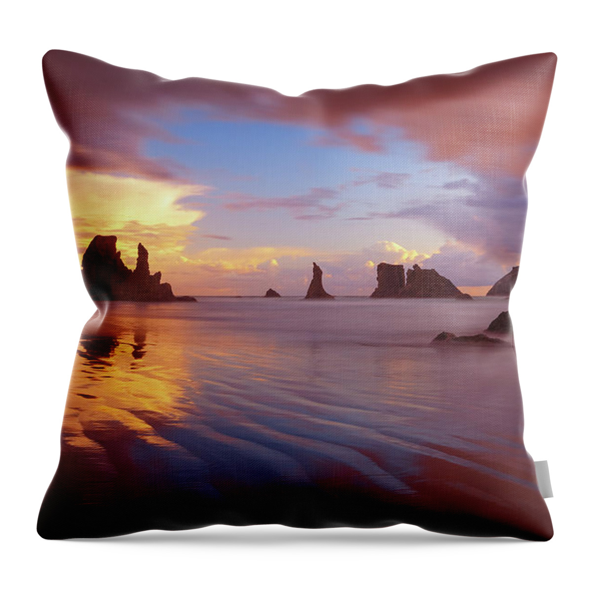 Oregon Throw Pillow featuring the photograph South Coast Sunset by Darren White