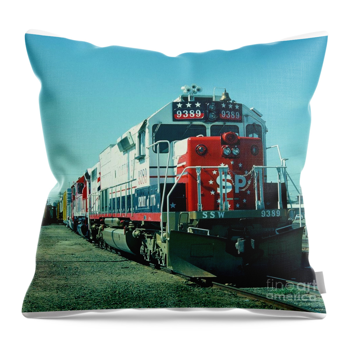 Train Throw Pillow featuring the photograph VINTAGE RAILROAD - Southern Pacific Centennial Celebration by John and Sheri Cockrell