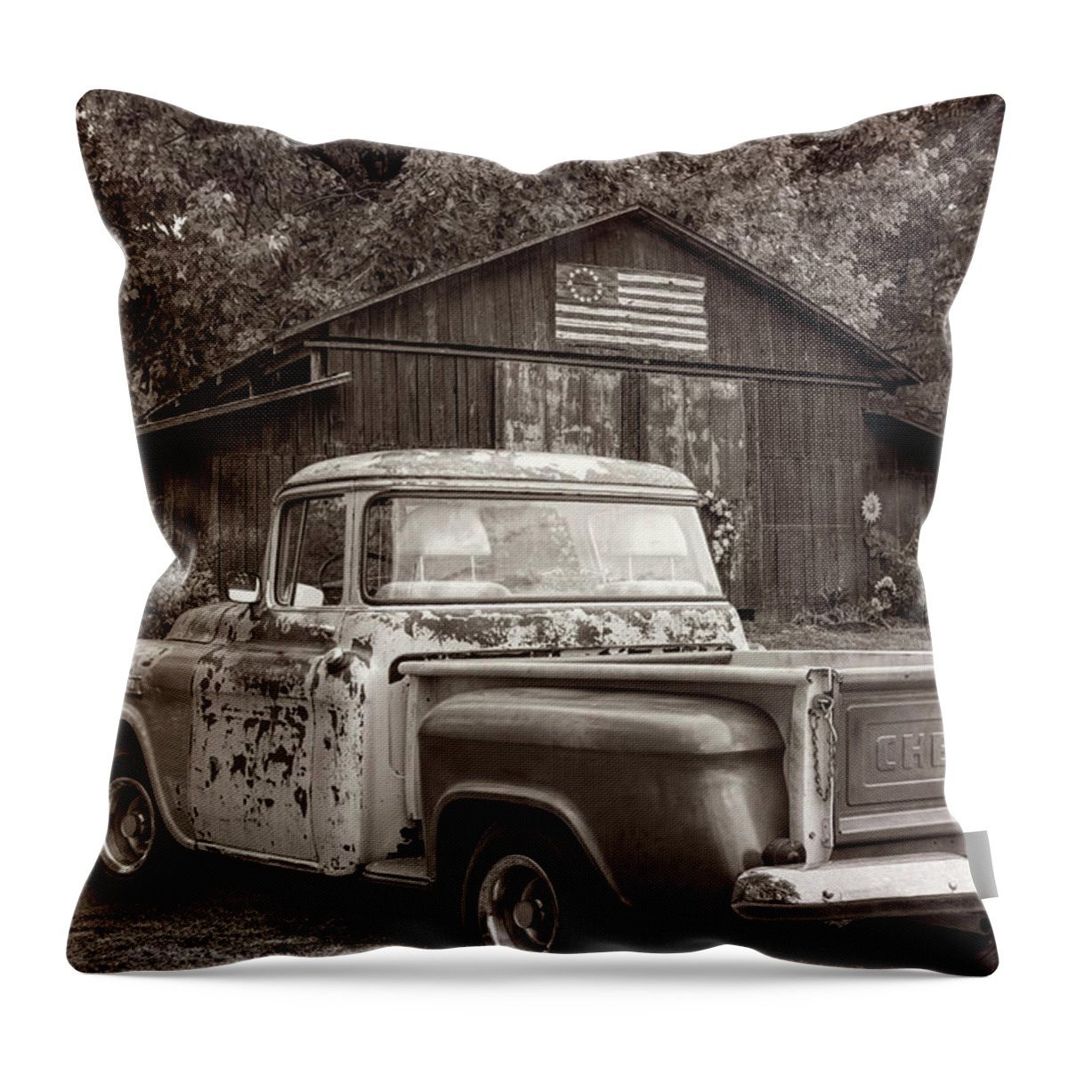 Appalachia Throw Pillow featuring the photograph Southern Sepia Vintage by Debra and Dave Vanderlaan