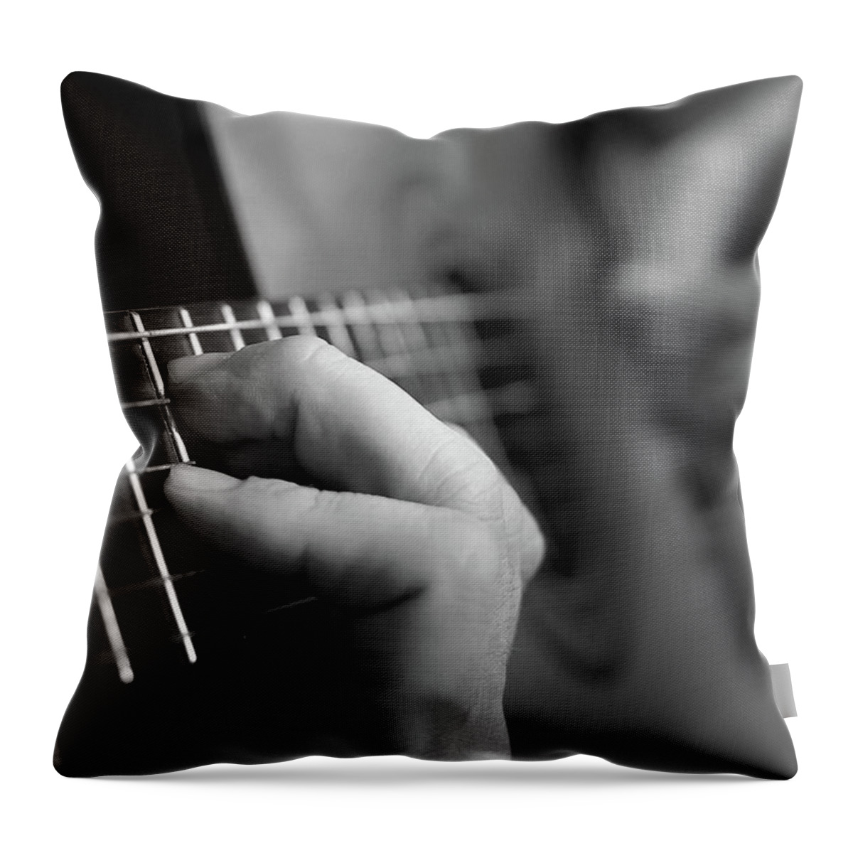 Chord Throw Pillow featuring the photograph Spanish Guitar With Film Grain by Elwisz