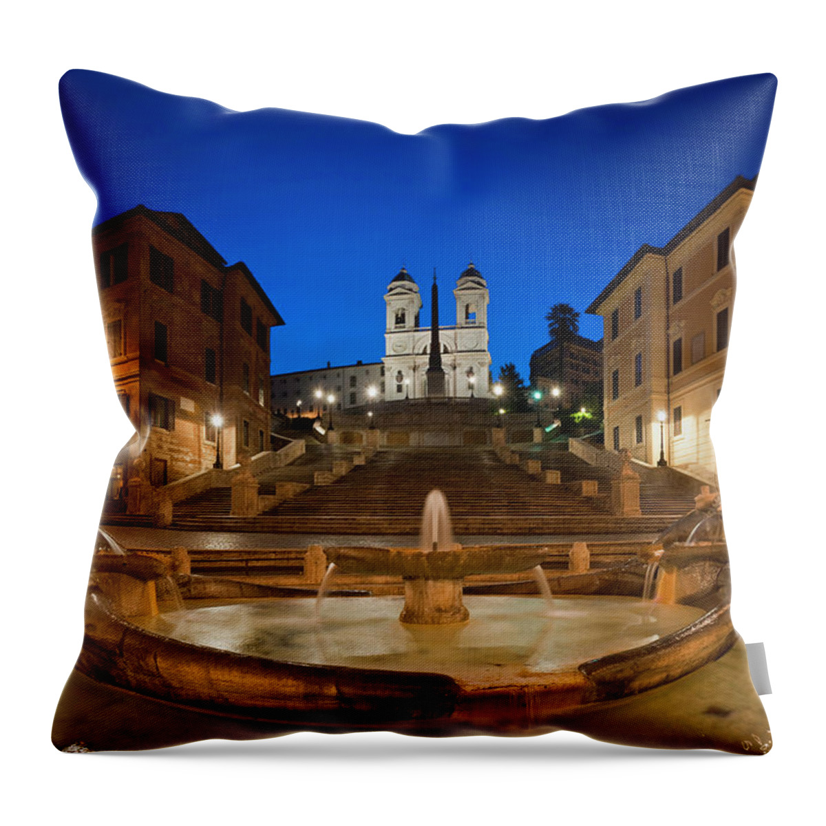 Steps Throw Pillow featuring the photograph Spanish Steps Piazza Di Spagna Fontana by Fotovoyager