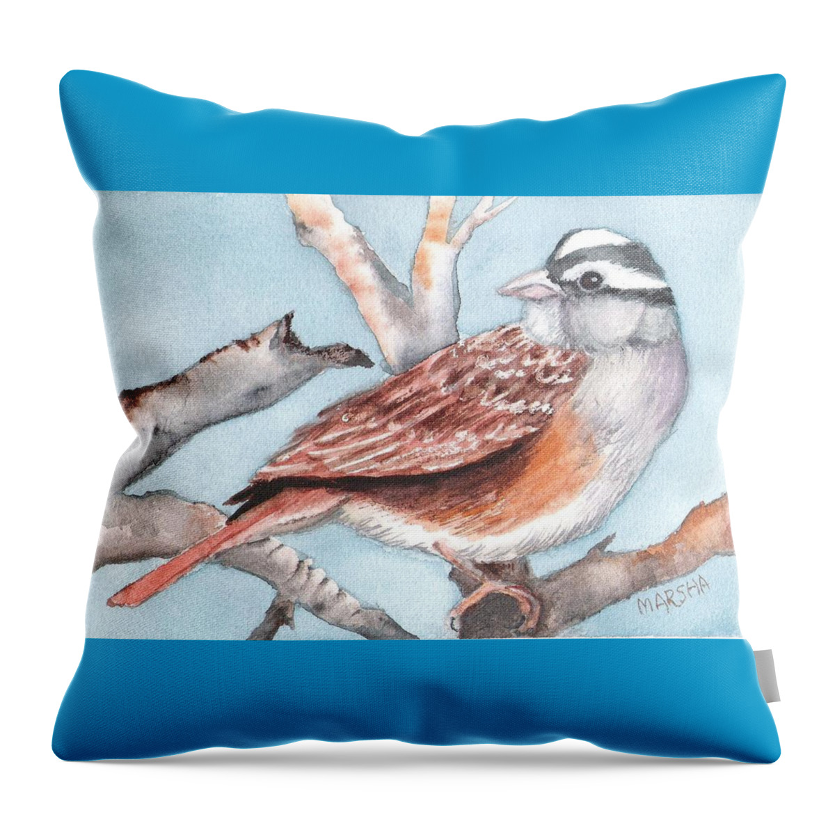 Nature Throw Pillow featuring the painting Sparrow by Marsha Woods