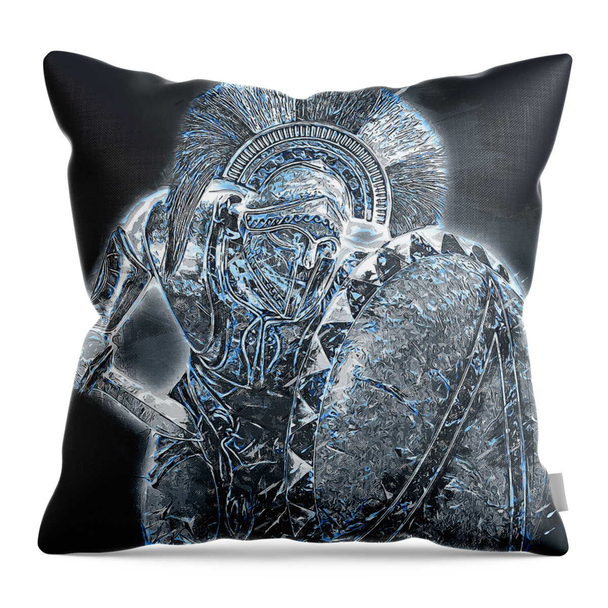 Spartan Warrior Throw Pillow featuring the painting Spartan Hoplite - 45 by AM FineArtPrints