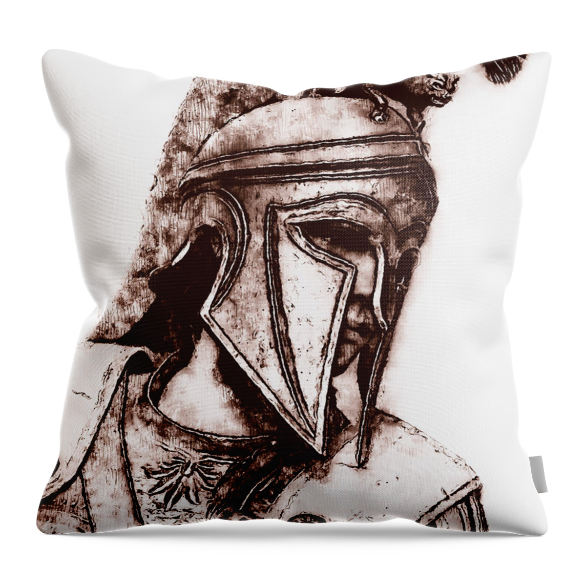 Spartan Warrior Throw Pillow featuring the painting Spartan Hoplite - 53 by AM FineArtPrints