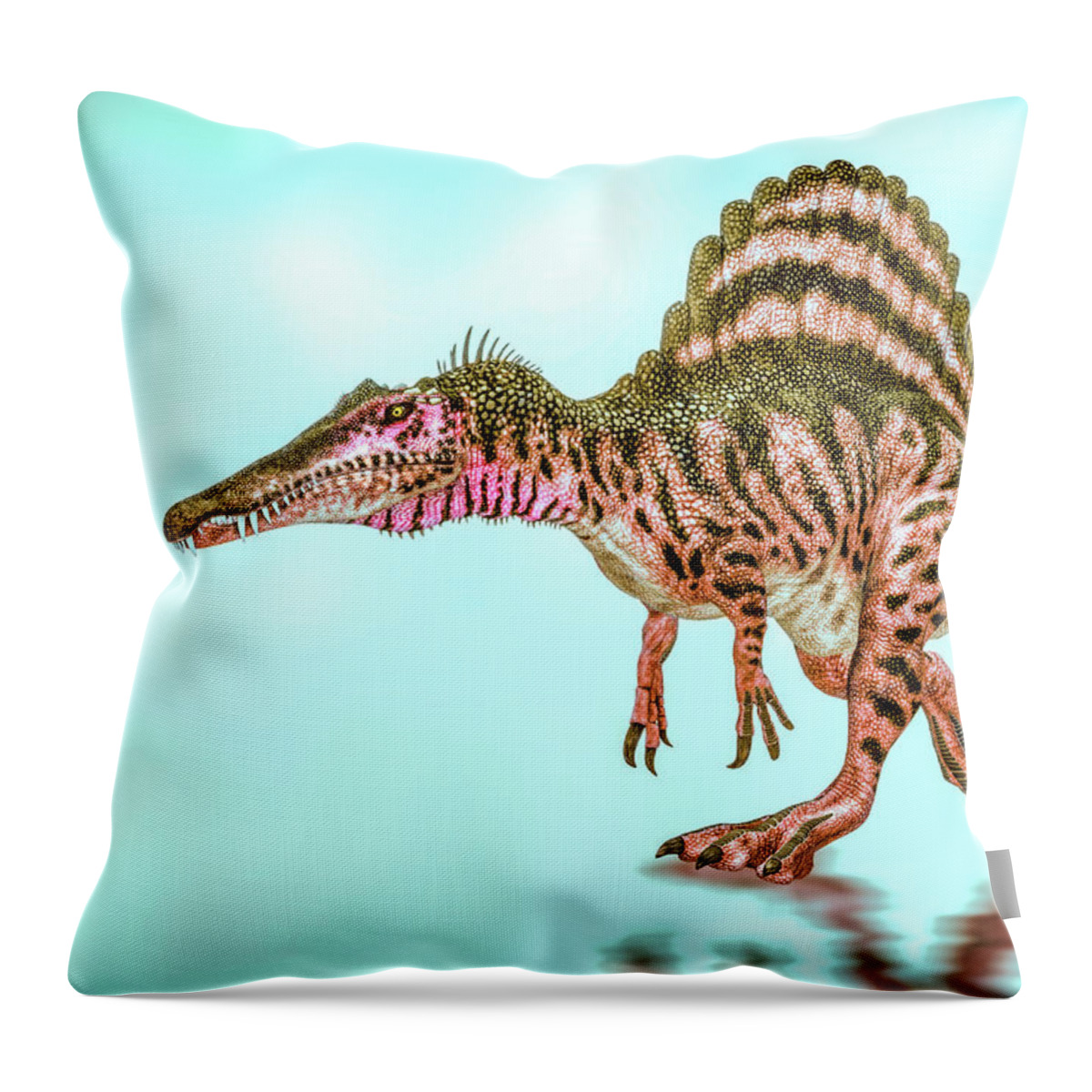 Spinosaurus Throw Pillow featuring the digital art Spinosaurus by Bob Orsillo