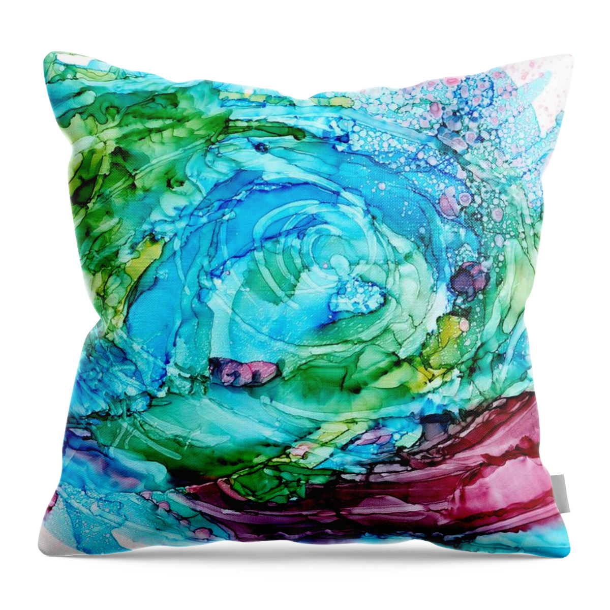Abstract Throw Pillow featuring the painting Spiral by Christy Sawyer