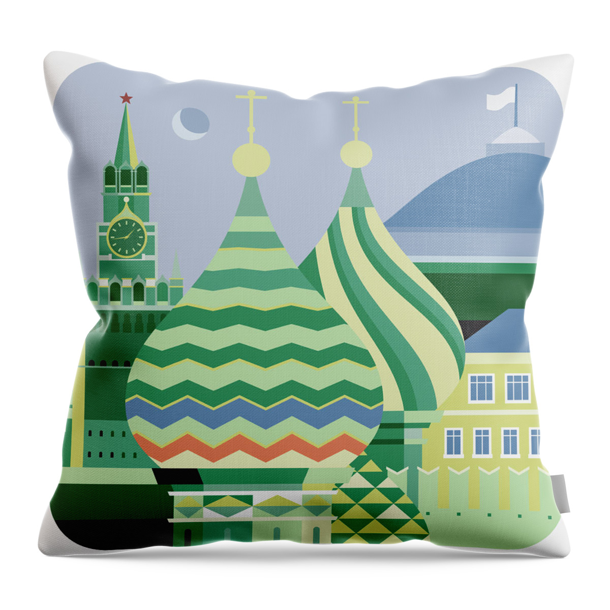 Outdoors Throw Pillow featuring the digital art Spires Of St Basils The Blessed by Nigel Sandor