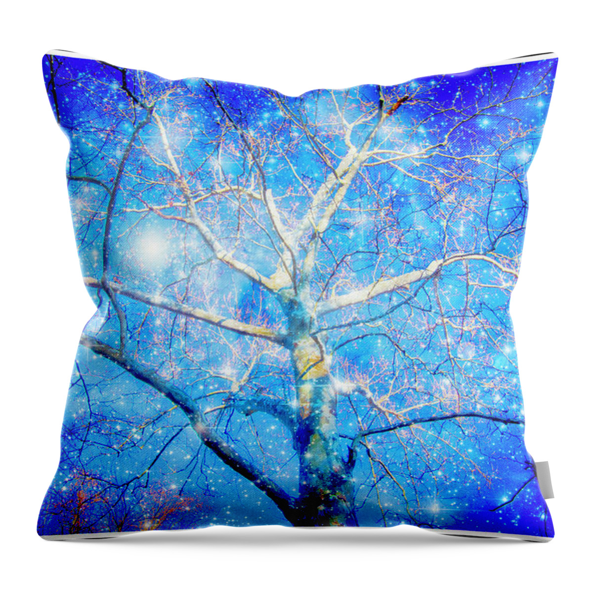 Spiritual Throw Pillow featuring the drawing Spirit Tree, Fantasy Forest by A Macarthur Gurmankin